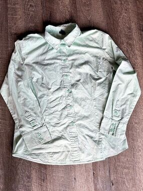 Basic Editions Button Down Shirt Cotton in Green Size Large
